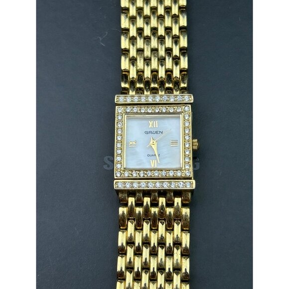 GRUEN PRECISION Diamond Quartz Gold Wristwatch withOUT Reverse Bracelet - Picture 1 of 6